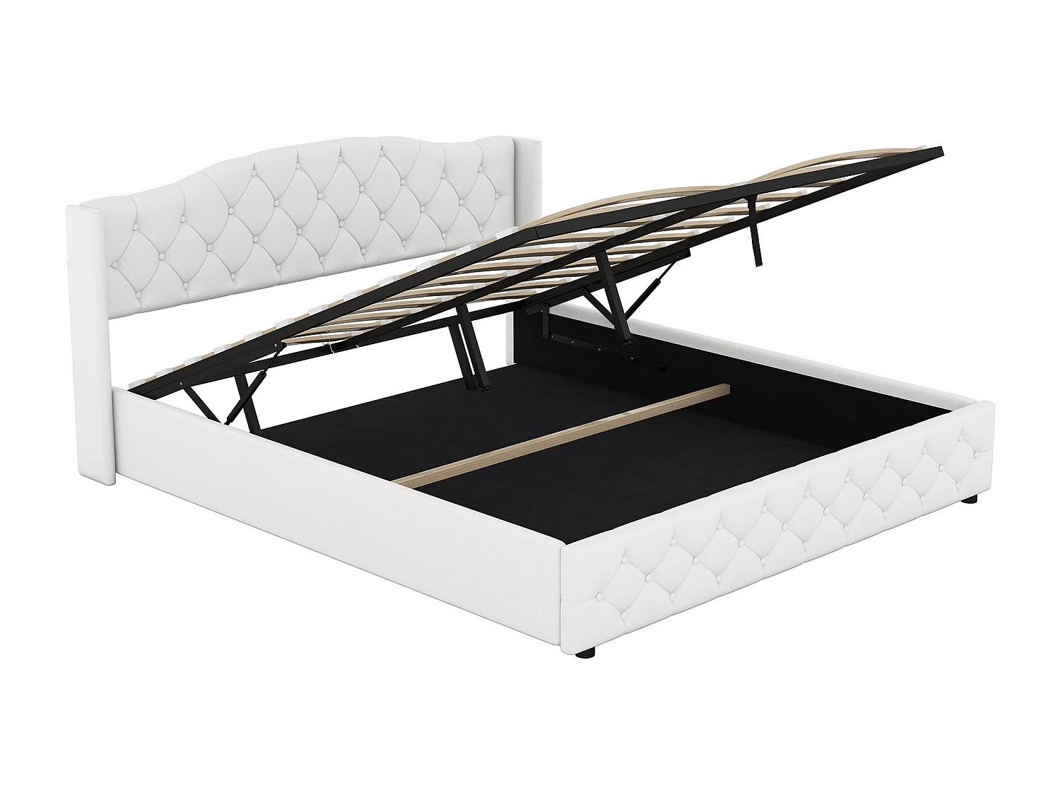 Opbergbed met lattenbodem - linnen stof - 180x200cm - wit