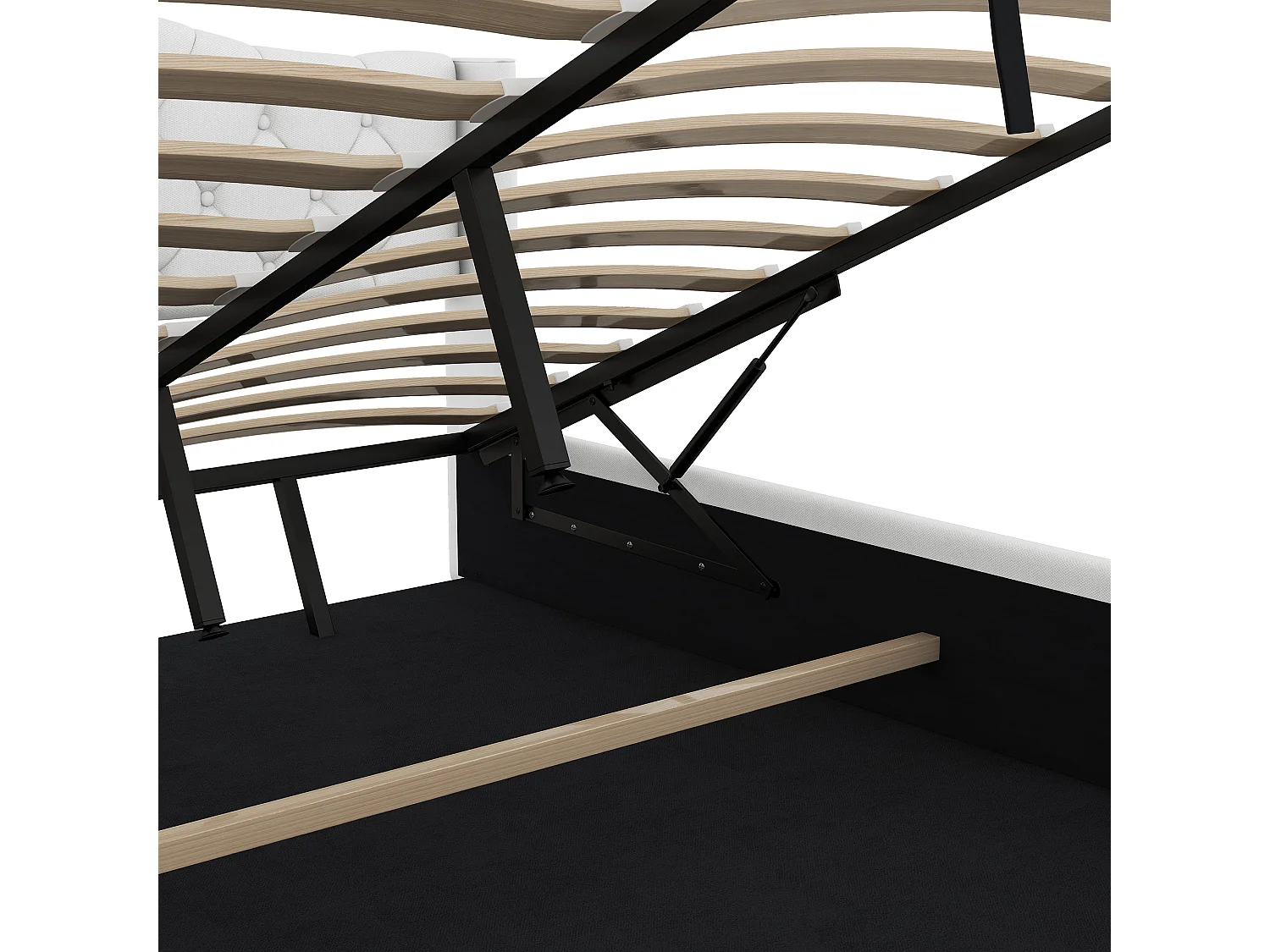 Opbergbed met lattenbodem - linnen stof - 180x200cm - wit