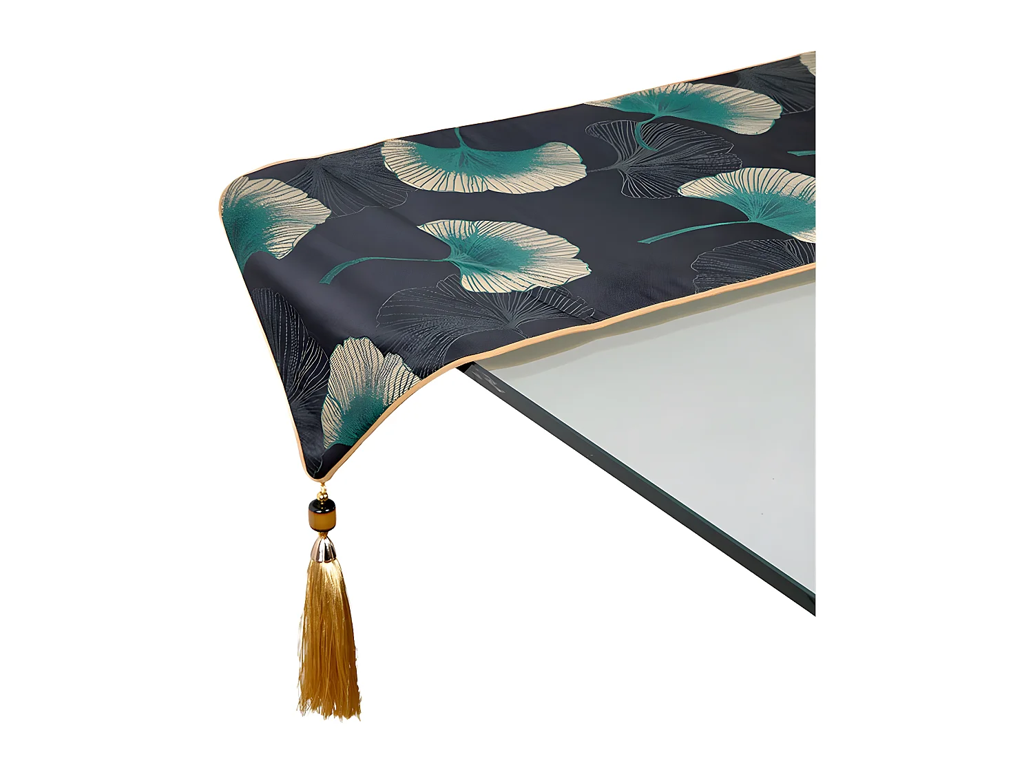 Camino 30*180  flor de loto verde fondo negro loto