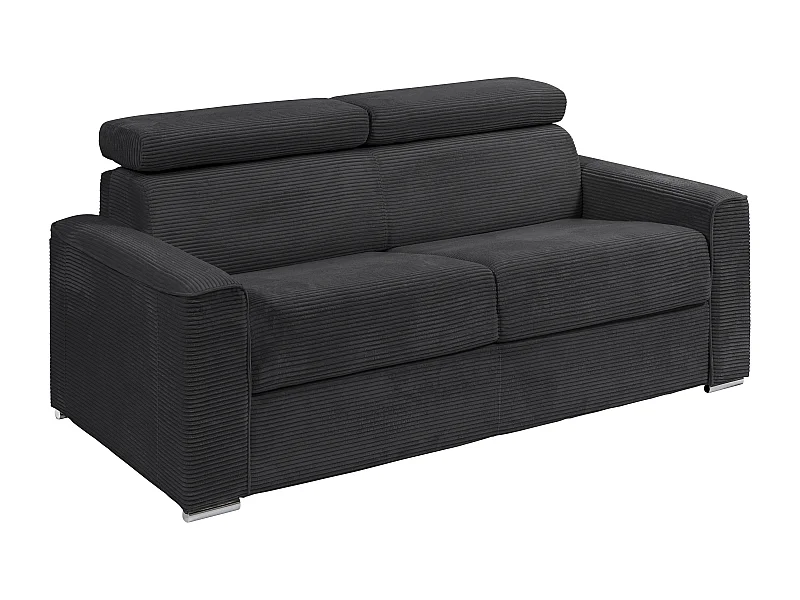 Schlafsofa mit Matratze 4-Sitzer - Liegefläche 160 cm - Matratze 22 cm - Cord - Grau - VIZIR