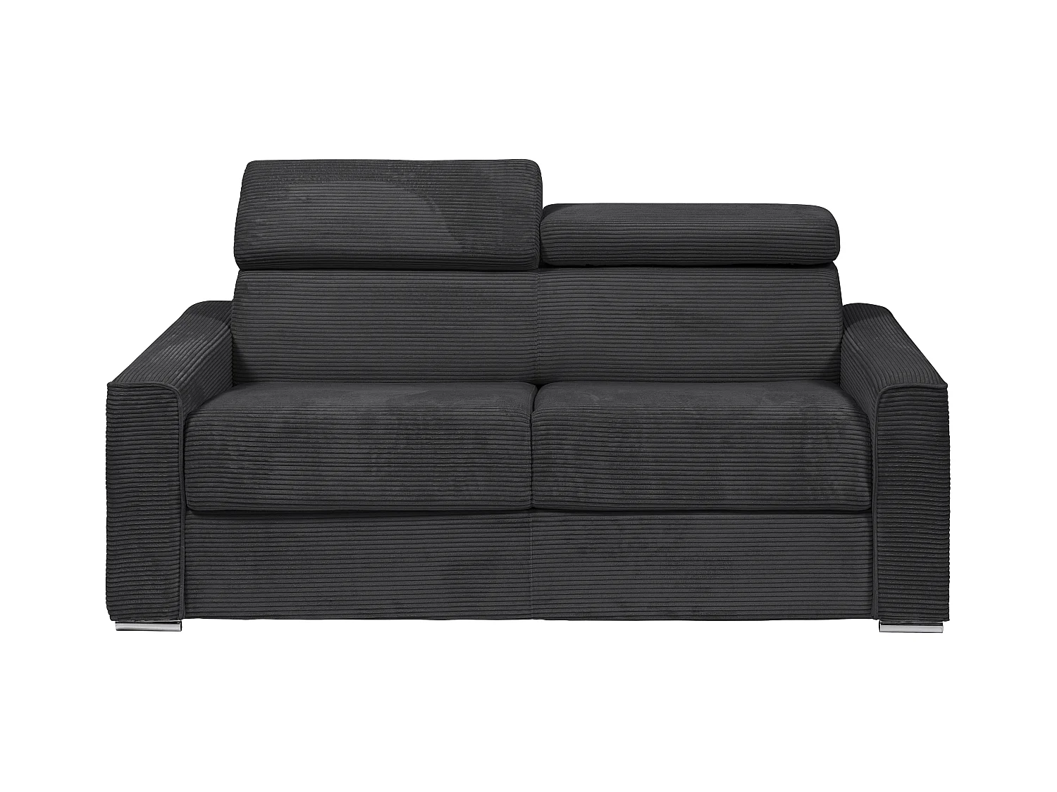 Schlafsofa mit Matratze 4-Sitzer - Liegefläche mit Lattenrost mit breiten Latten 160 cm - Matratze 22 cm - Cord - Grau - VIZIR