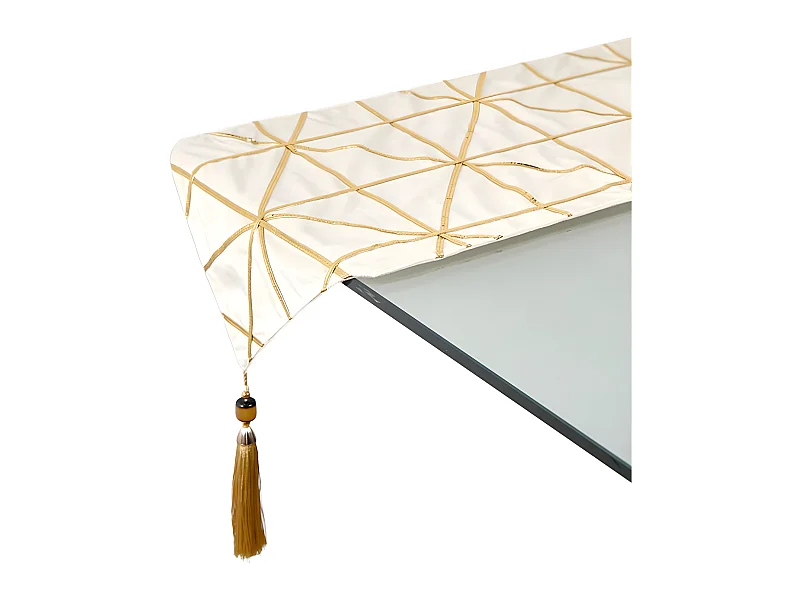 Camino beige 30*180 triangulos tira dorada terciopelo fanny