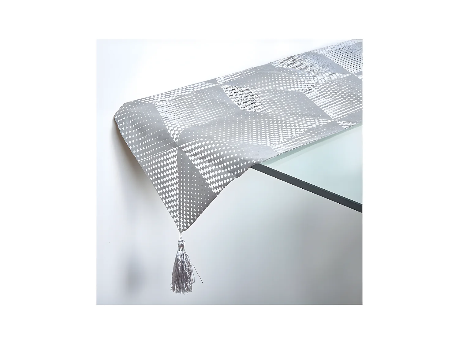 Camino 33*180 gris print geometrico plateado bijou