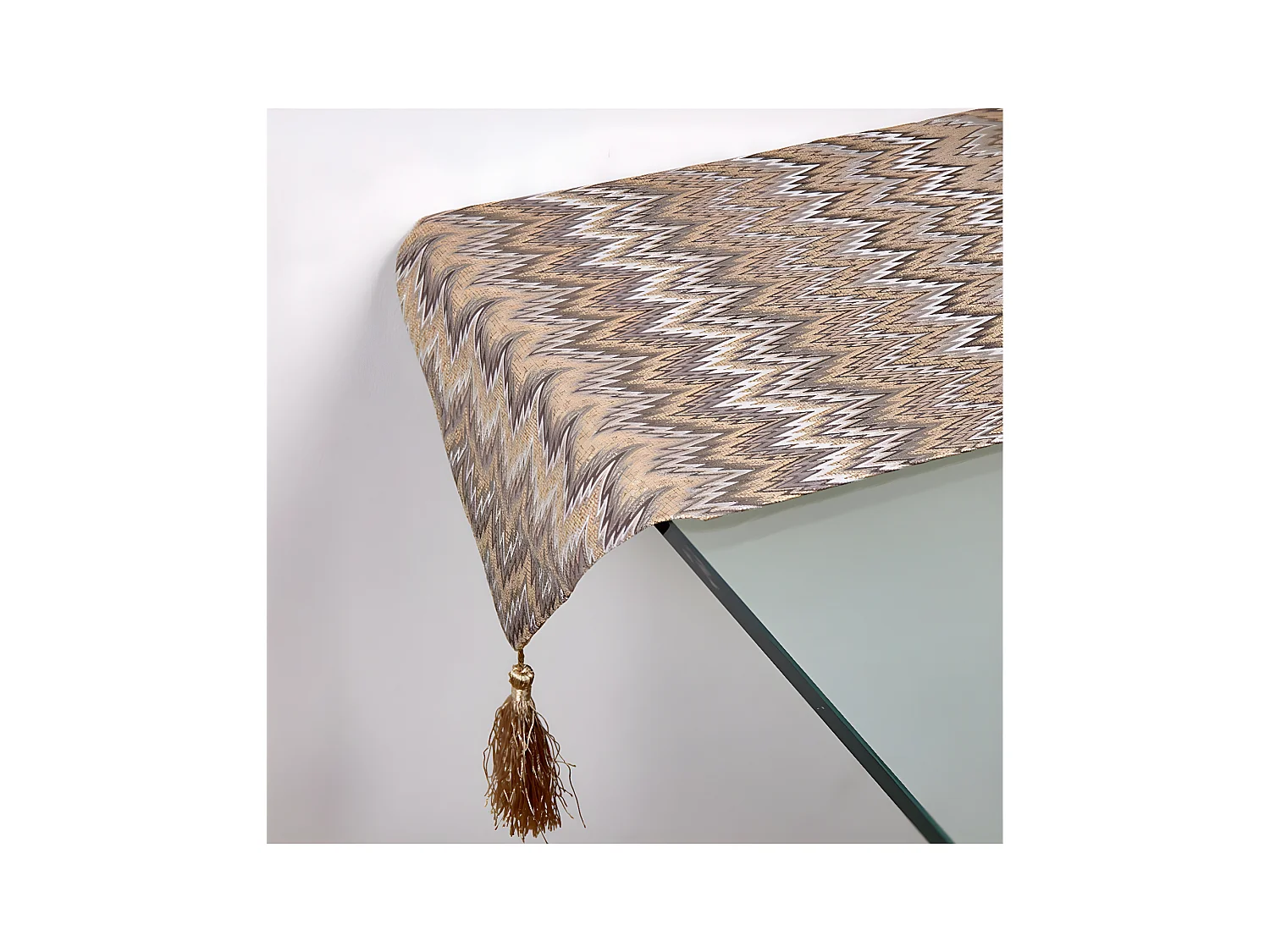 Camino mesa 30*180 tonos marrones dorados zigzag mika