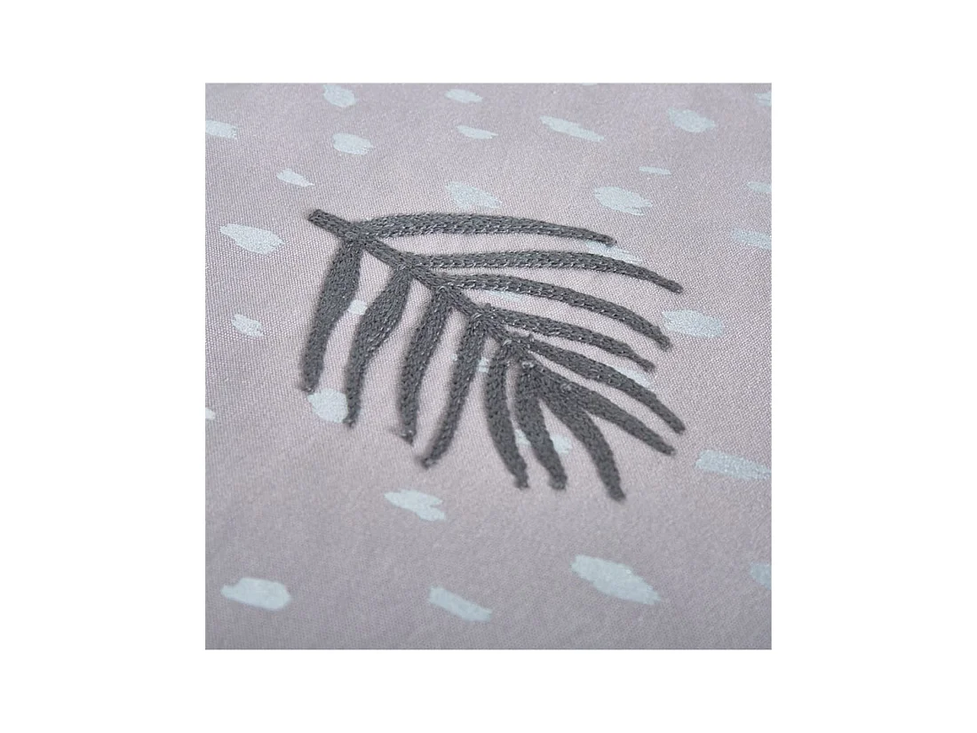 Camino 30*180 gris hoja bordada cerise