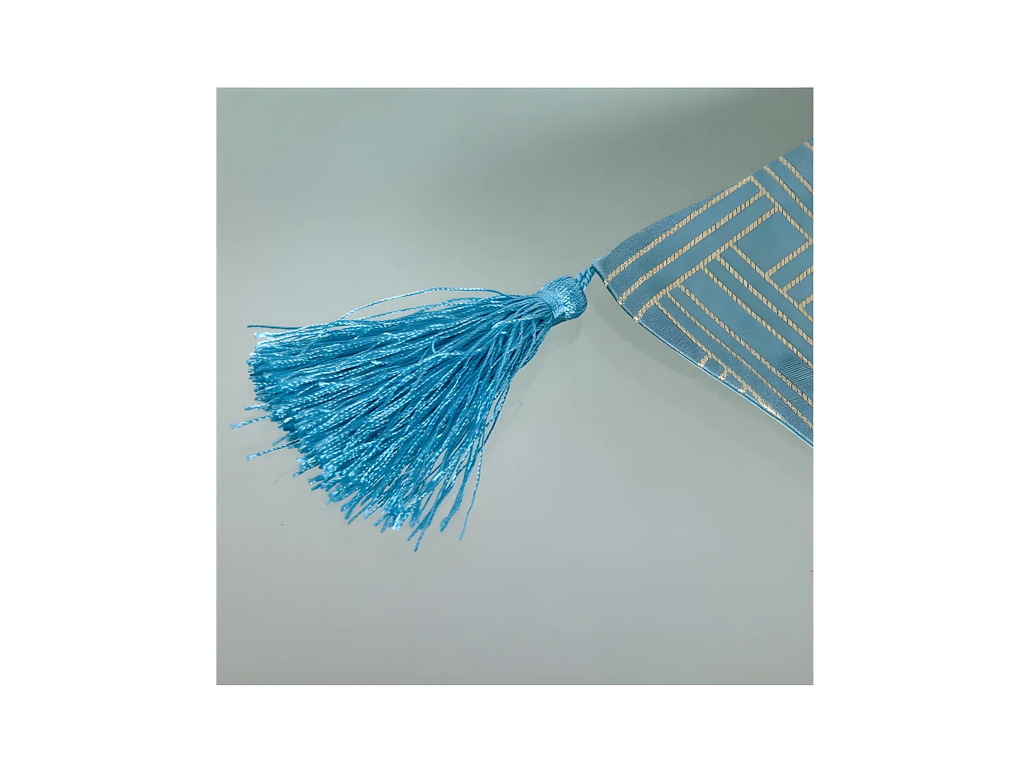 Camino mesa 30*180 azul fondo beige entrelazado ire