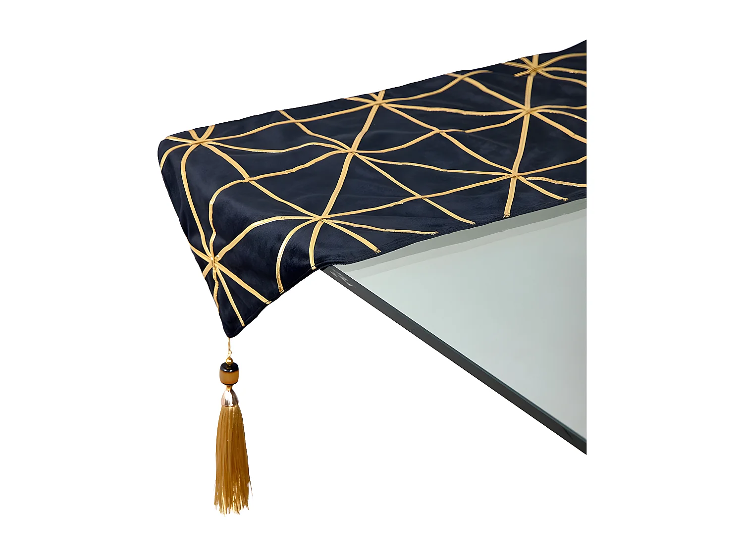 Camino negro 30*180 triangulos tira dorada terciopelo fanny