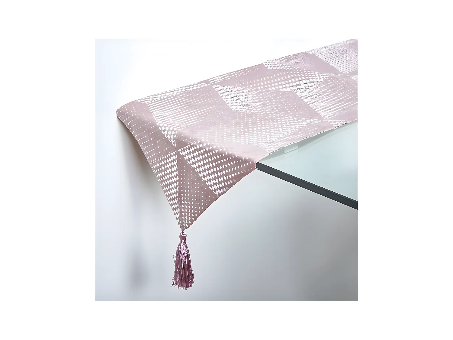 Camino 33*180 rosa print geometrico plateado bijou