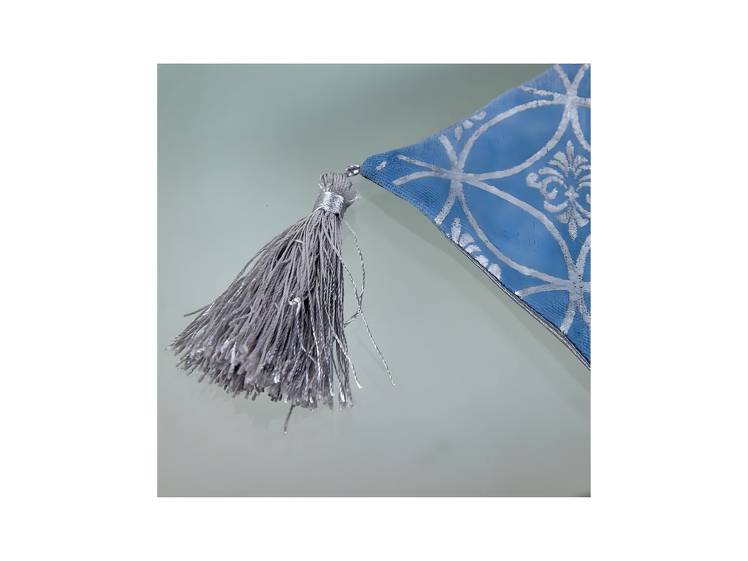 Camino mesa 30*180 gris banda azul plata circulo iris