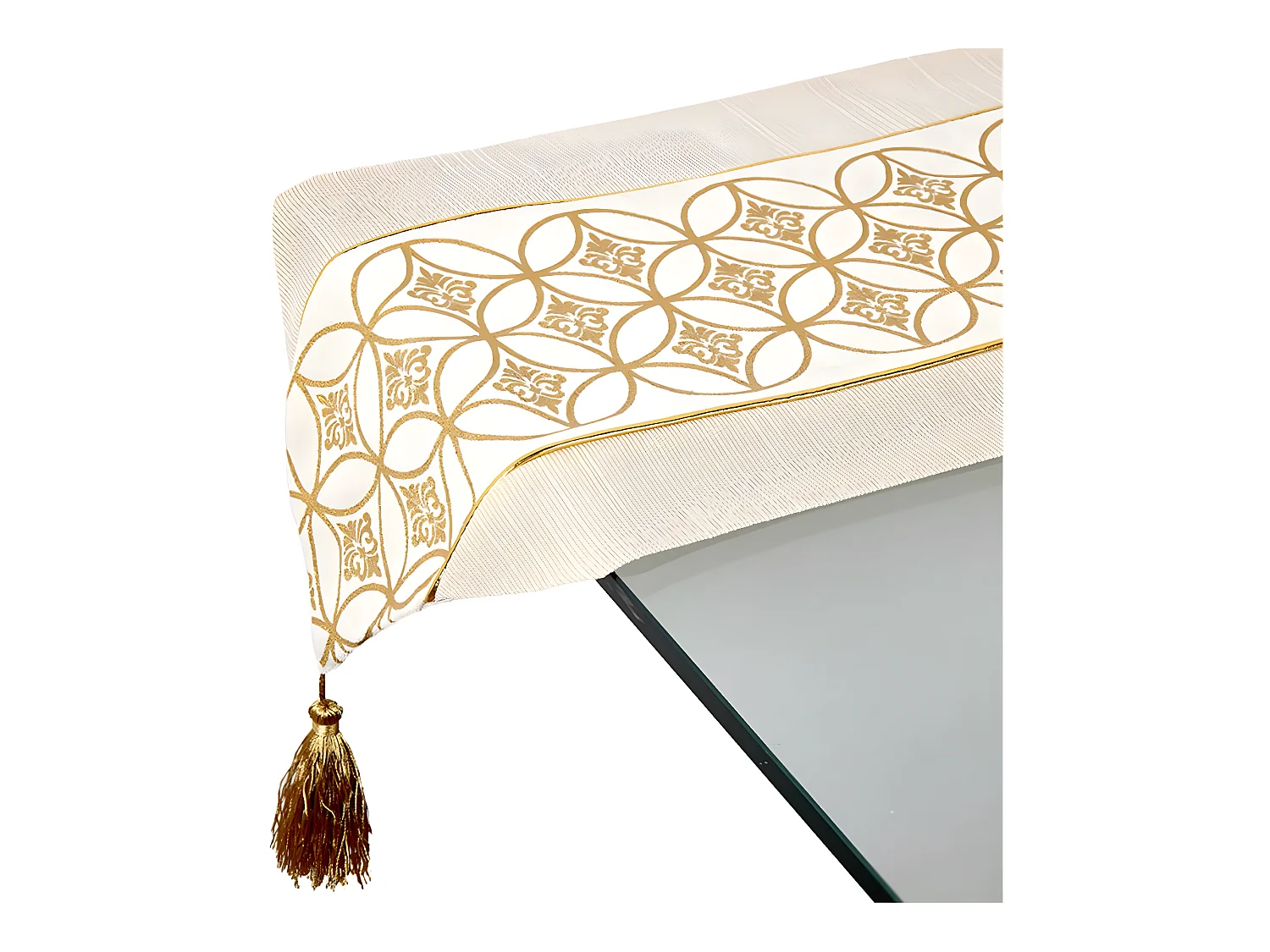 Camino mesa 30*180 beige banda beige dorado circulo iris