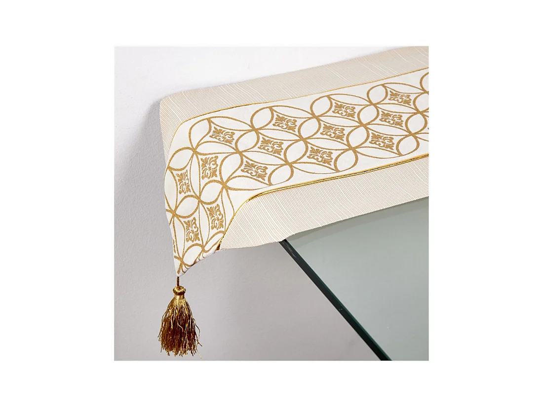 Camino mesa 30*180 beige banda beige dorado circulo iris