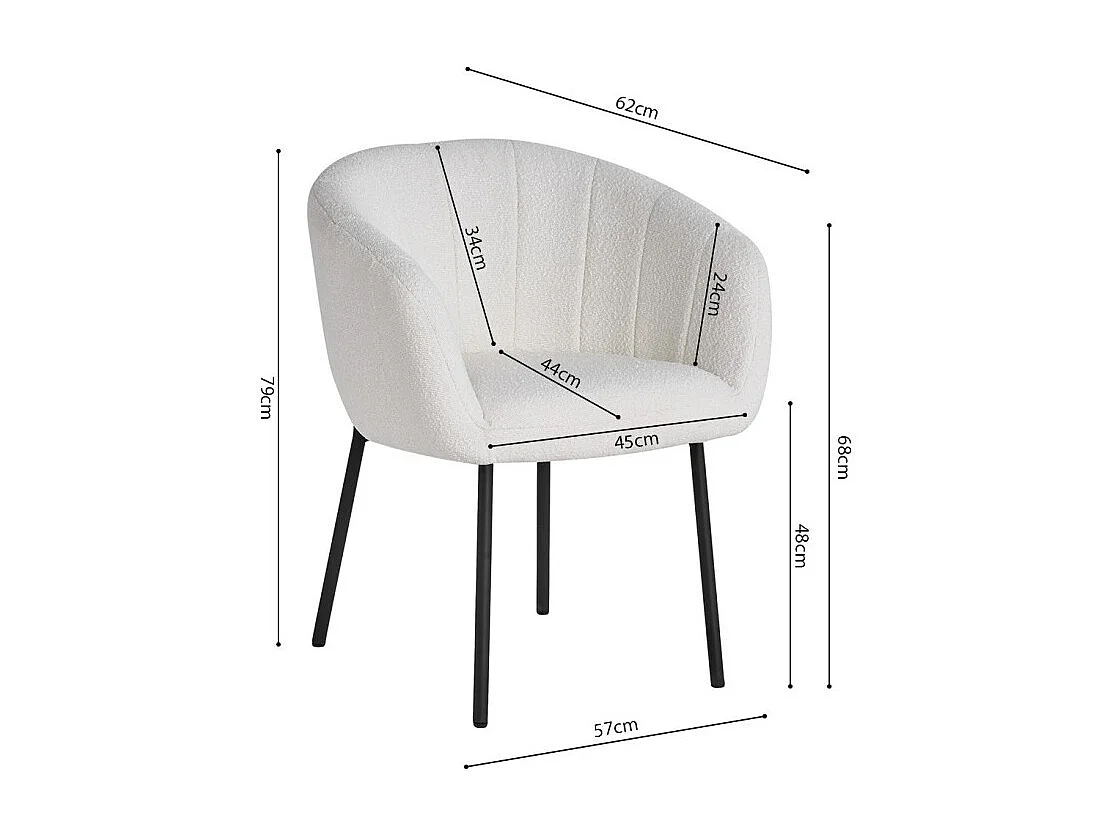 Silla SEVILLE Tela rizada blanca, dimensiones H79 x L57 x P62, ideal para tu cocina o comedor.