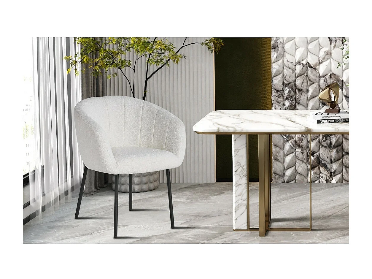 Silla SEVILLE Tela rizada blanca, dimensiones H79 x L57 x P62, ideal para tu cocina o comedor.