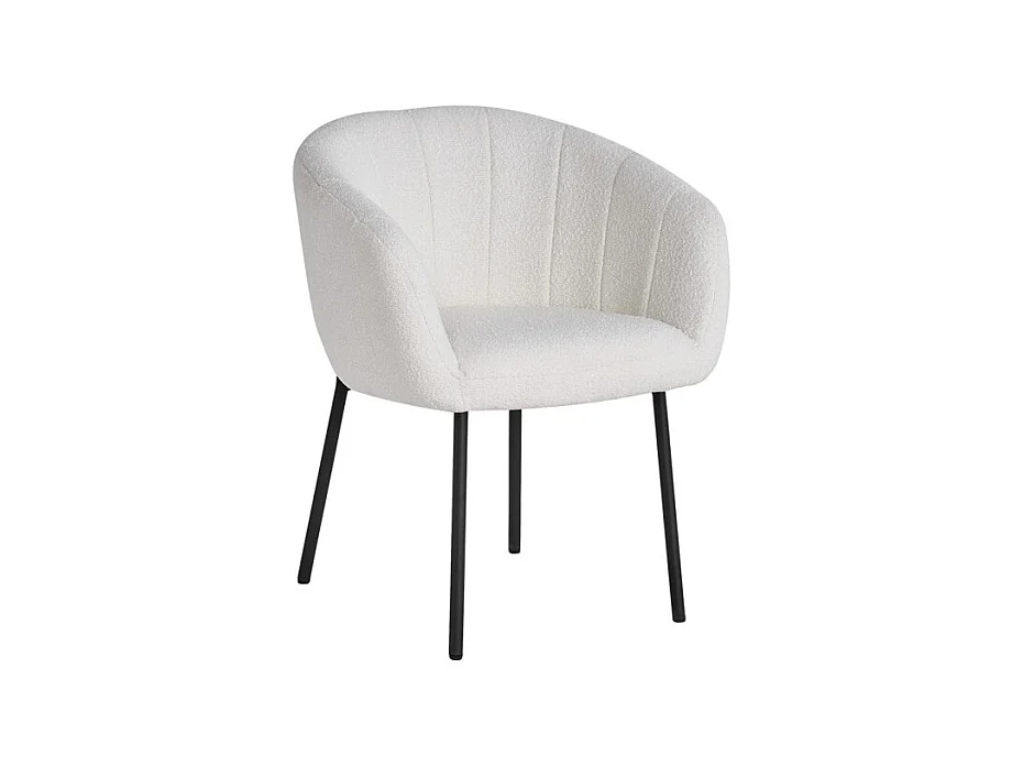 Stoel SEVILLE Bouclé witte stof, afmetingen H79 x B57 x D62, ideaal voor uw keuken of eetkamer