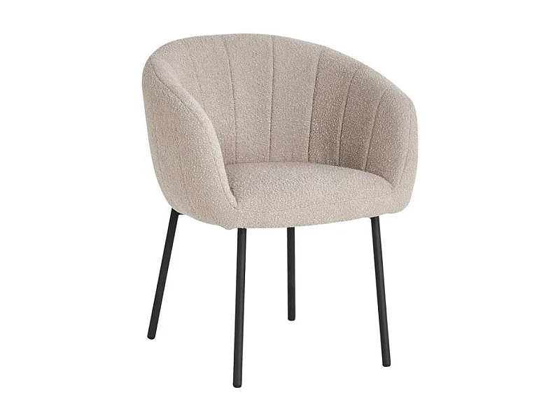Stuhl SEVILLE Bouclé-Stoff Sand, Maße H79 x L57 x T62, ideal für Ihre Küche oder Ihr Esszimmer.
