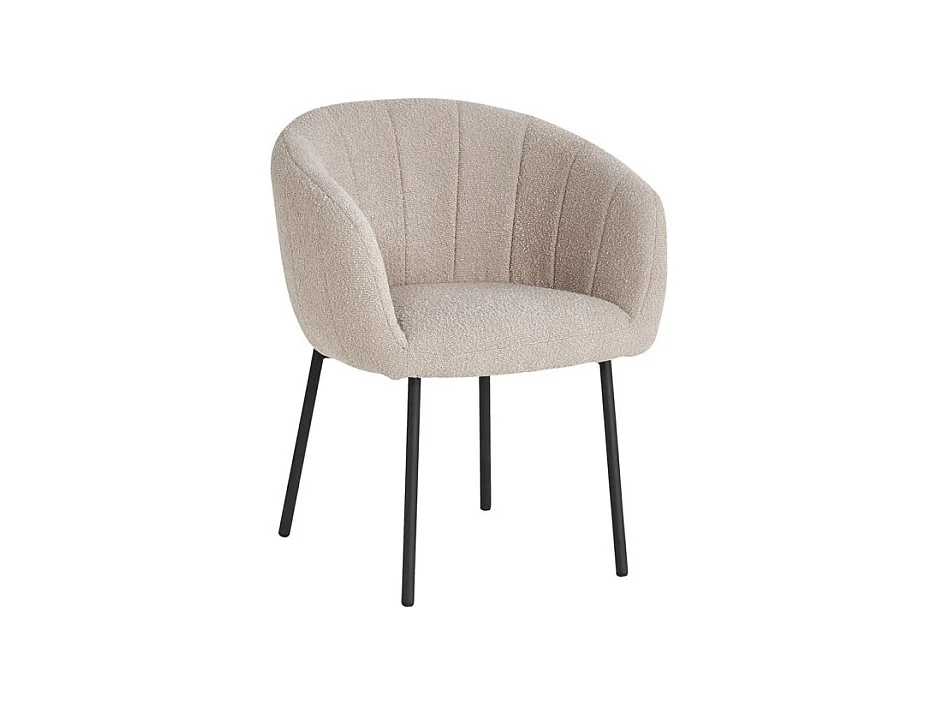 Stoel SEVILLE Bouclé stof Zandkleurig, afmetingen H79 x B57 x D62, ideaal voor uw keuken of eetkamer.