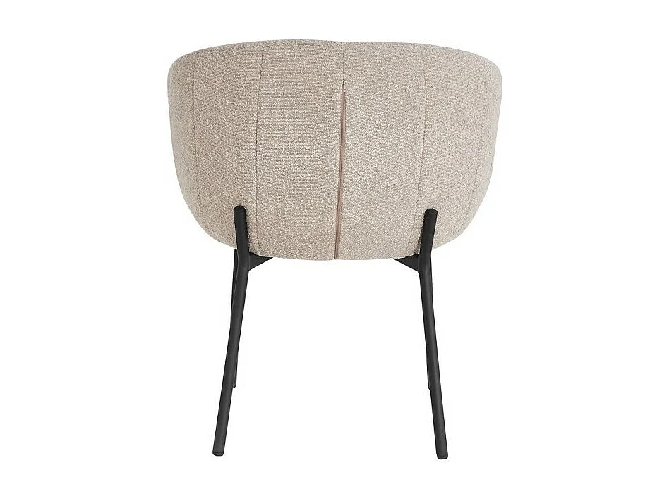 Chaise SEVILLE – Tissu bouclé sable – Pieds métal noir – H79 x L57 x P62 cm