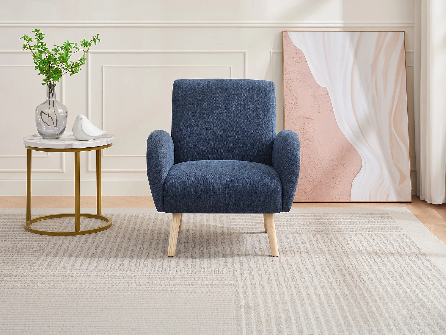 Fauteuil en tissu bleu MAZARONE
