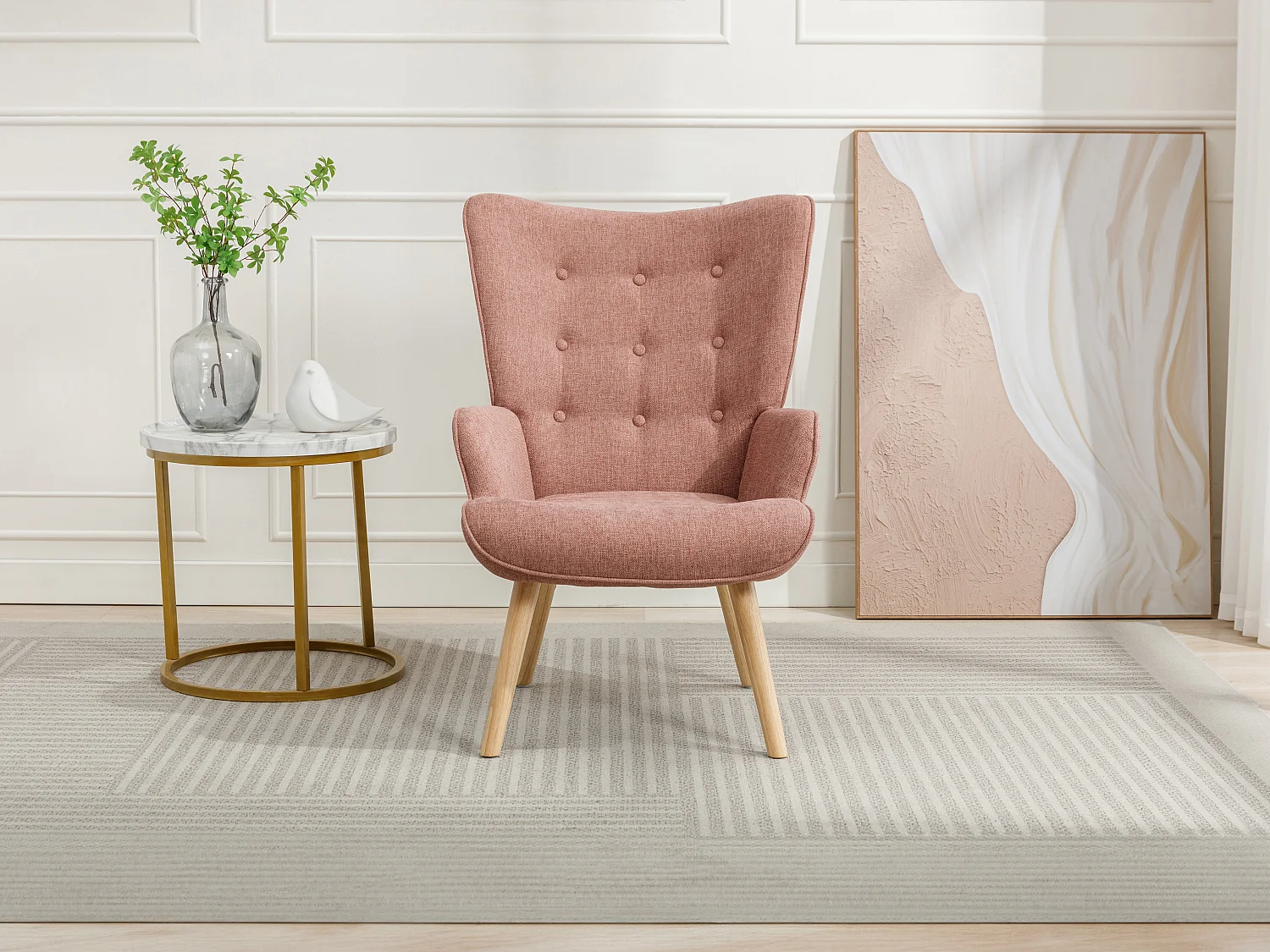Fauteuil en tissu rose VATELY