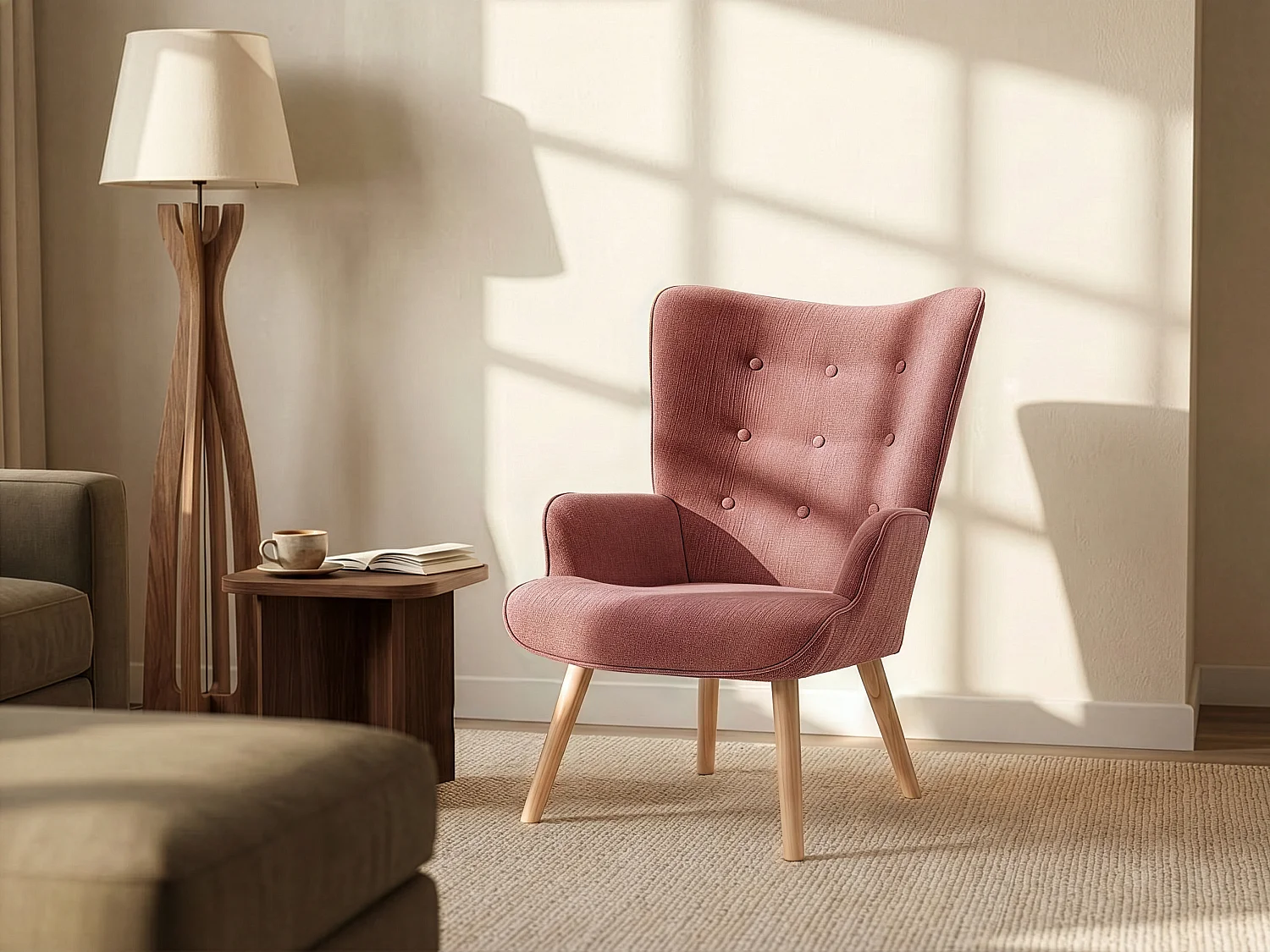 Fauteuil en tissu rose VATELY