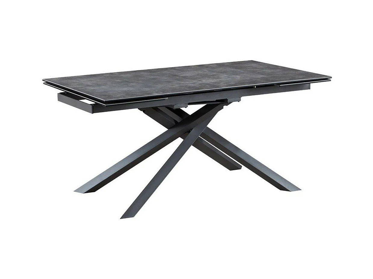 PILOM - Table de Repas Allongeable Céramique Gris Anthracite