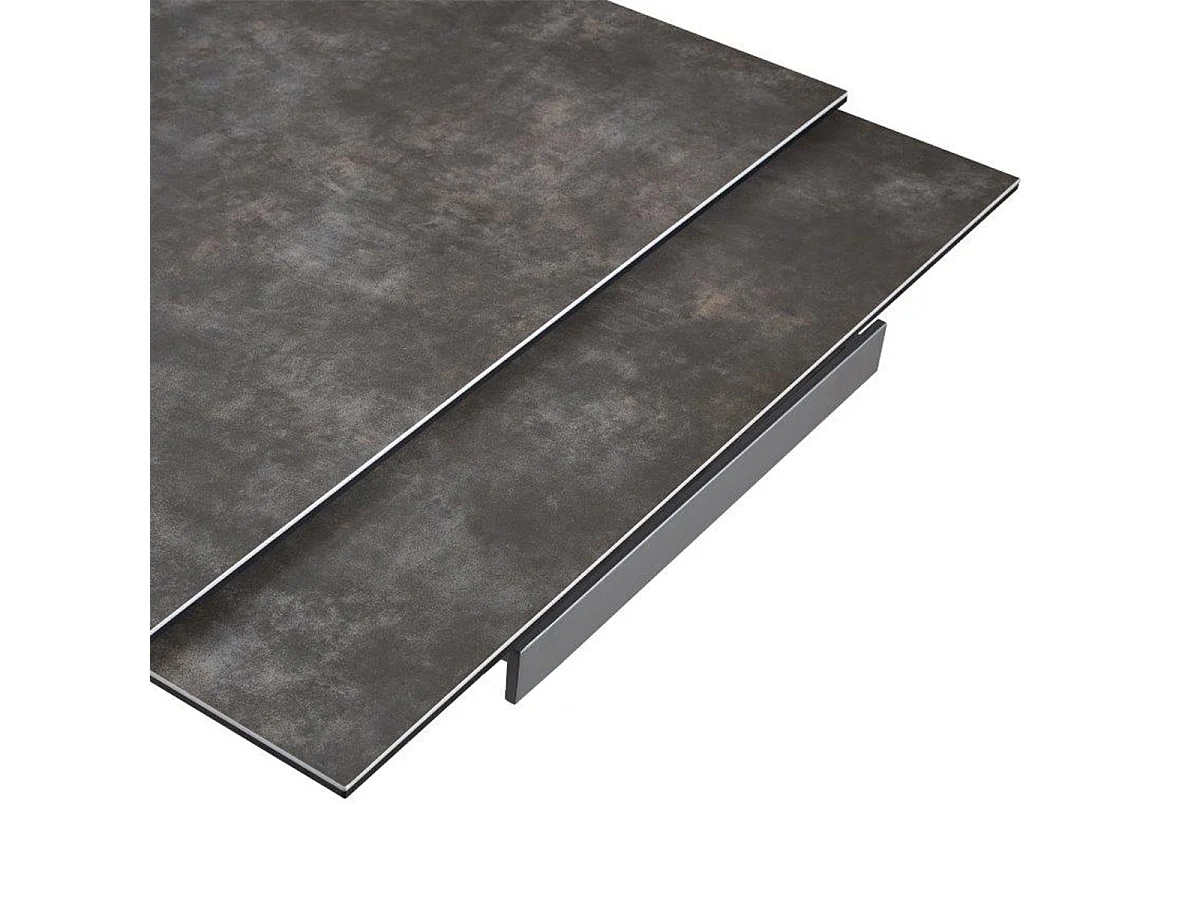 PILOM - Table de Repas Allongeable Céramique Gris Anthracite