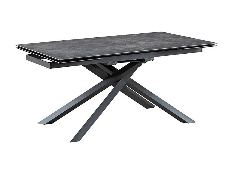 PILOM - Table de Repas Allongeable Céramique Gris Anthracite