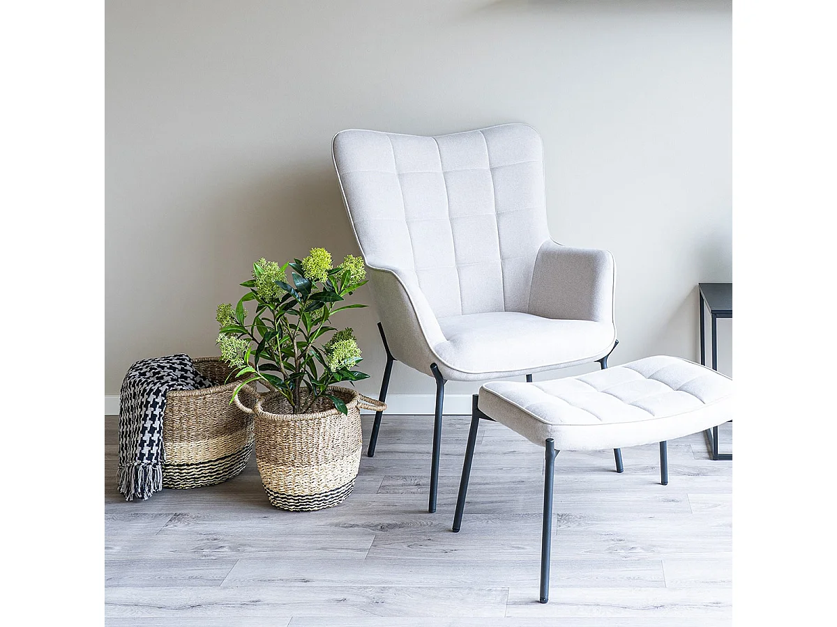 CACTUS - Lot de 2 Paniers Tressé en Fibres Naturelles Noir et Naturel