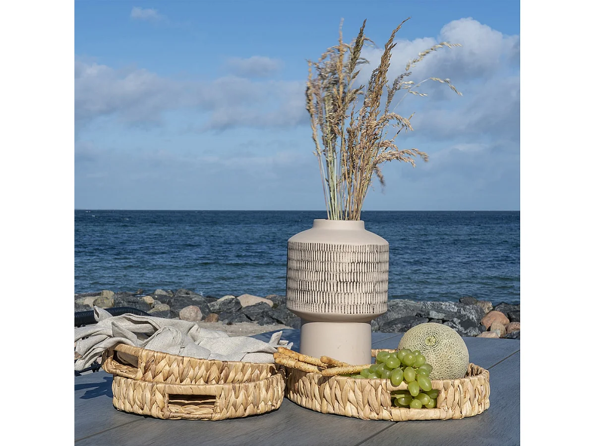 MOOREA - Lot de 3 Plateaux de Décoration Tressés en Jacinthe d'Eau Naturelle