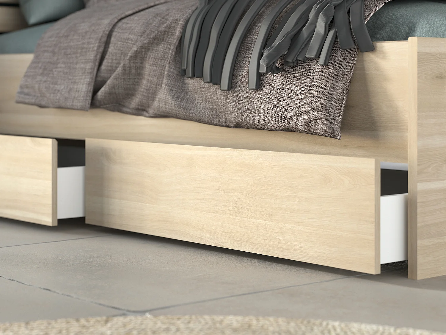 Letto 160 x 200 cm Con vani portaoggetti Naturale + Rete - TENALIA II