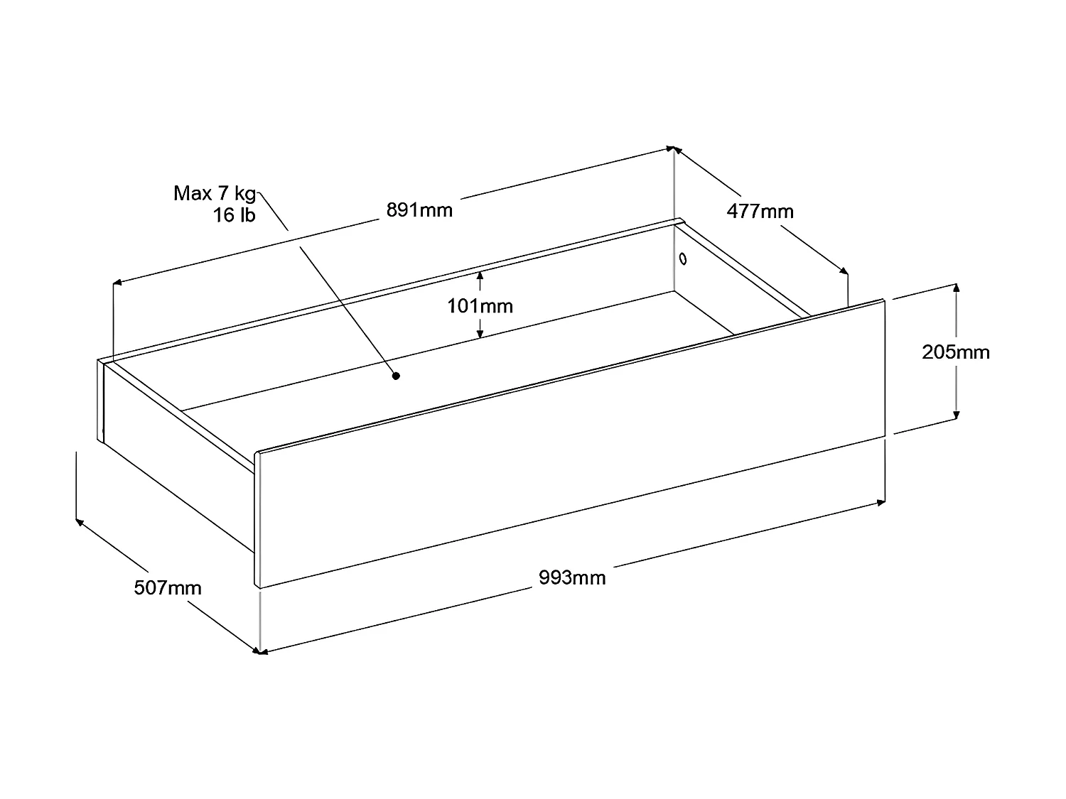 Bed met opbergruimte – 160 x 200 cm – Kleuren: houtlook + bedbodem - TENALIA II