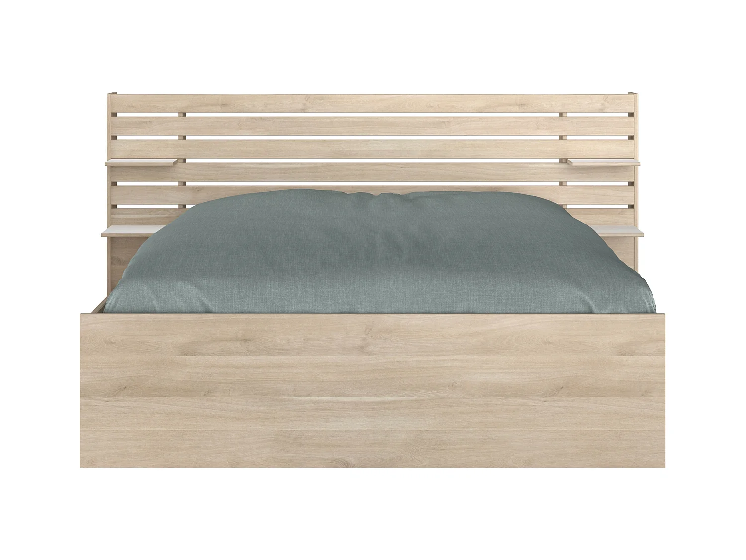 Cama 160 x 200 cm con compartimentos - Color: natural + Somier + Colchón - TENALIA II