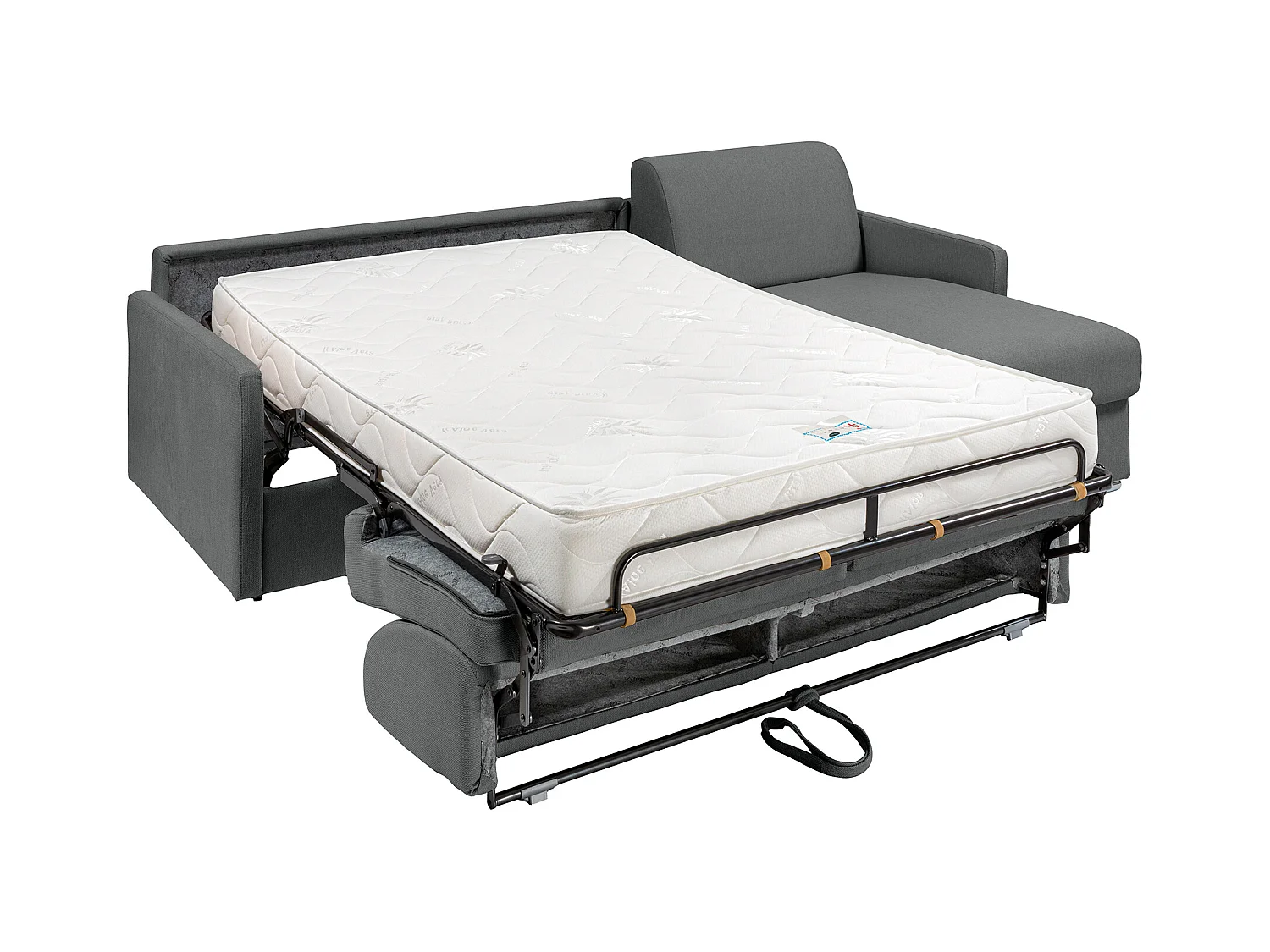 Divano letto angolare a ribalta con angolo reversibile Letto 140cm Materasso 18cm in Tessuto Grigio - CALIFE