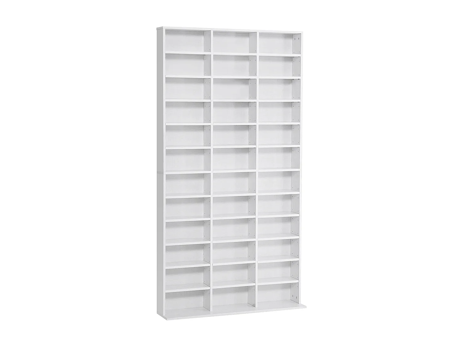 Étagère rangement CD/DVD meuble de rangement pour 1116 CDs 33 compartiments réglables en hauteur 102 x 24 x 195 cm blanc