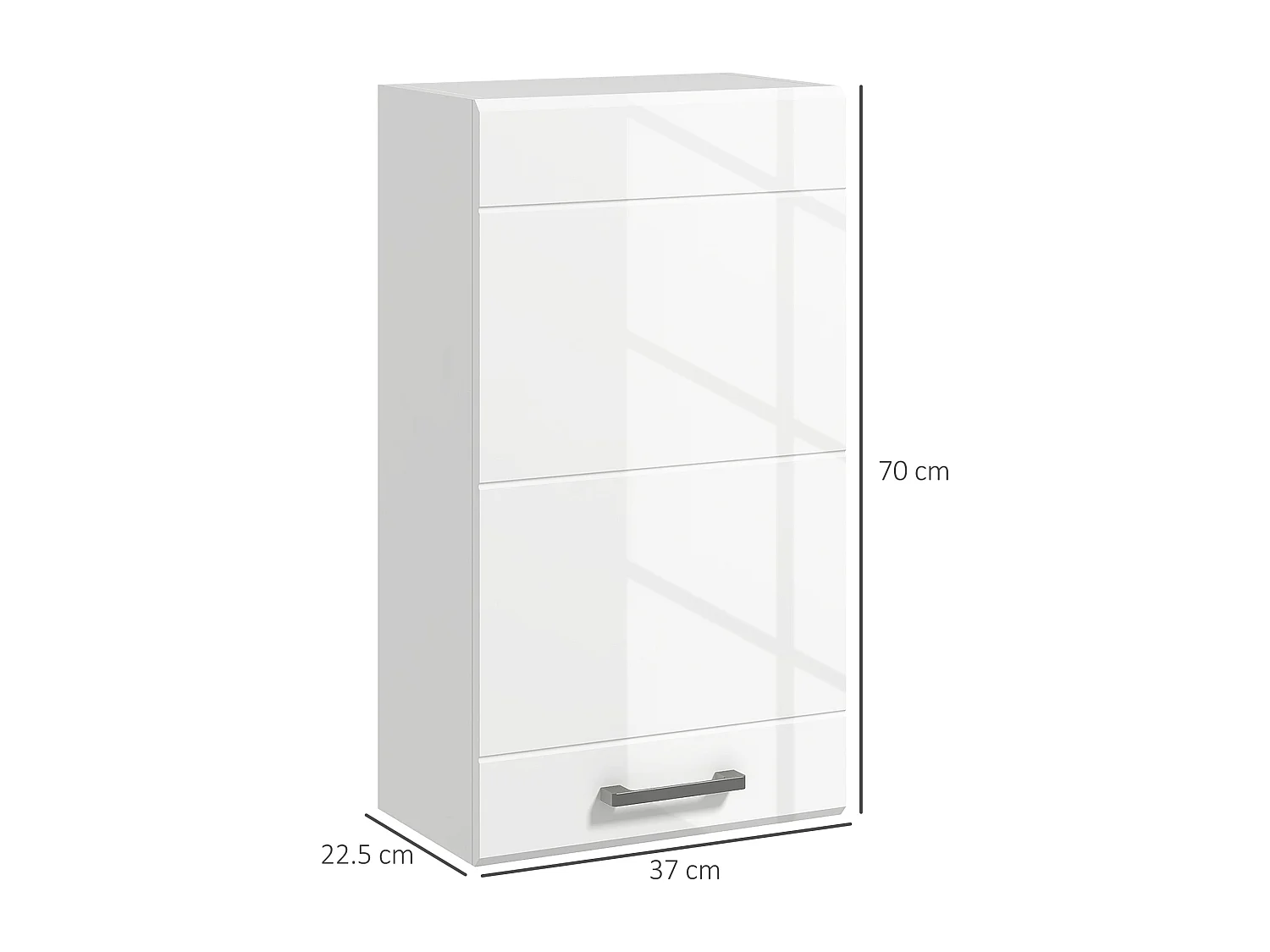 Armoire haute murale de salle de bain ou WC - placard porte 2 étagères - dim. 41L x 18l x 52H cm - MDF blanc mat laqué