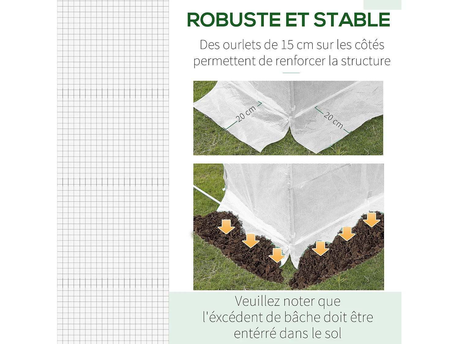 Bâche de rechange serre tunnel 18 m², bâche dim. 6L x 3l x 2H m PE anti-UV imperméable 12 fenêtres + porte enroulable zippée blanc