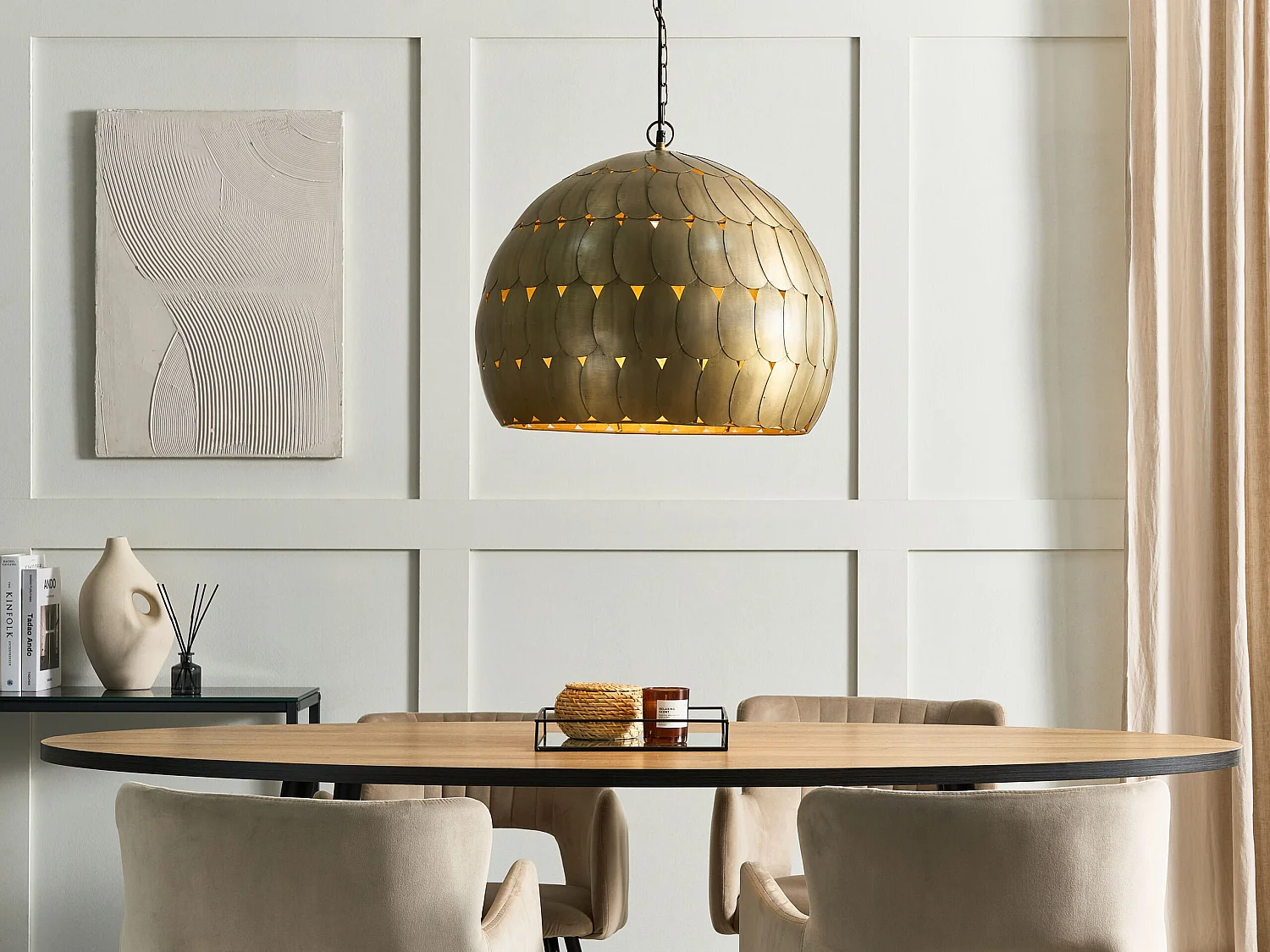 Hängeleuchte Metall messing Antik-Optik 1-flammig handgemacht Retro Harangi