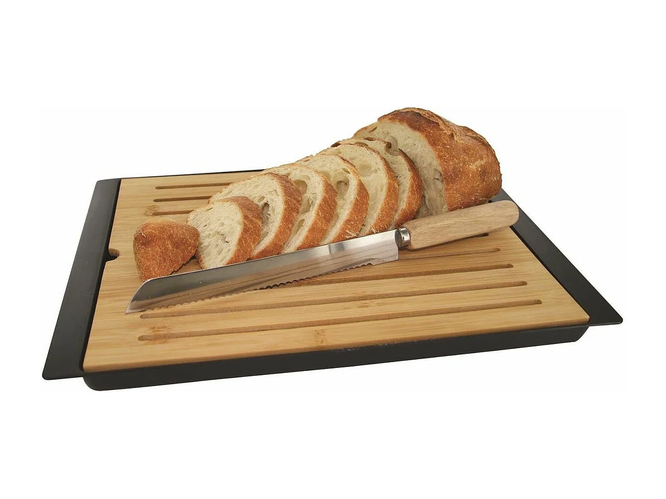 Tabla de pan de bambú 38x27 cm con cuchillo