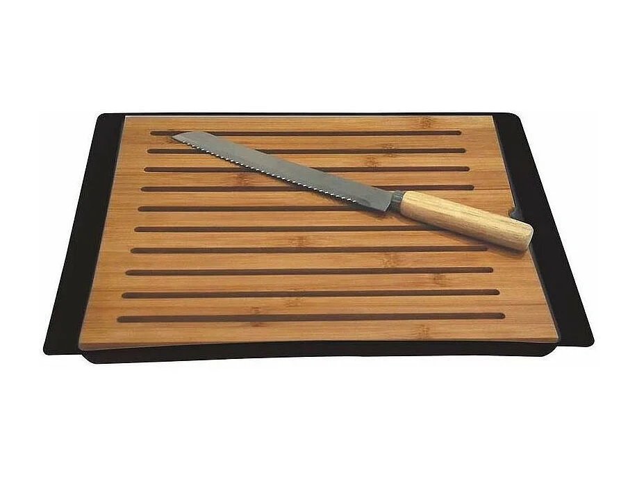 Tabla de pan de bambú 38x27 cm con cuchillo