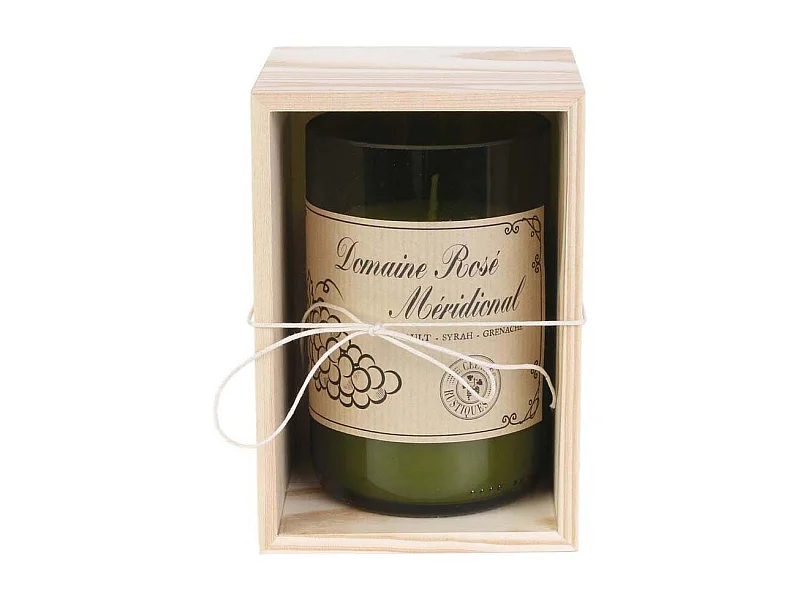 Candela profumata al sandalo in una scatola di vino Domaine rosé méridional