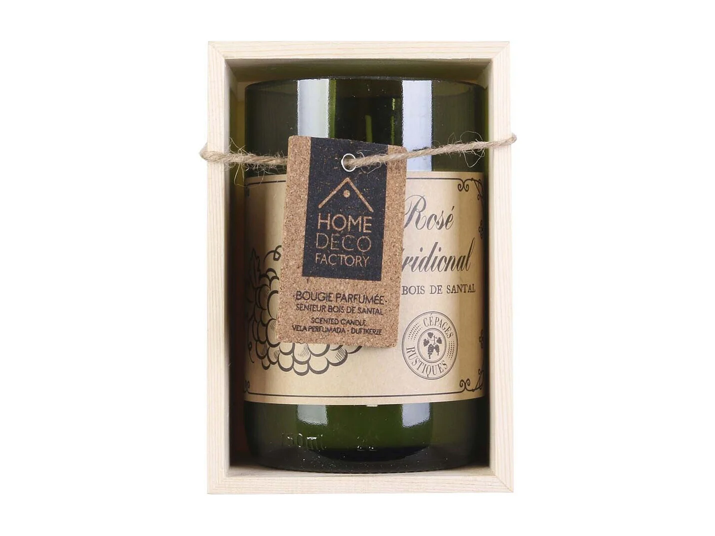 Bougie senteur bois de Santal en coffret oenologie Domaine rosé méridional