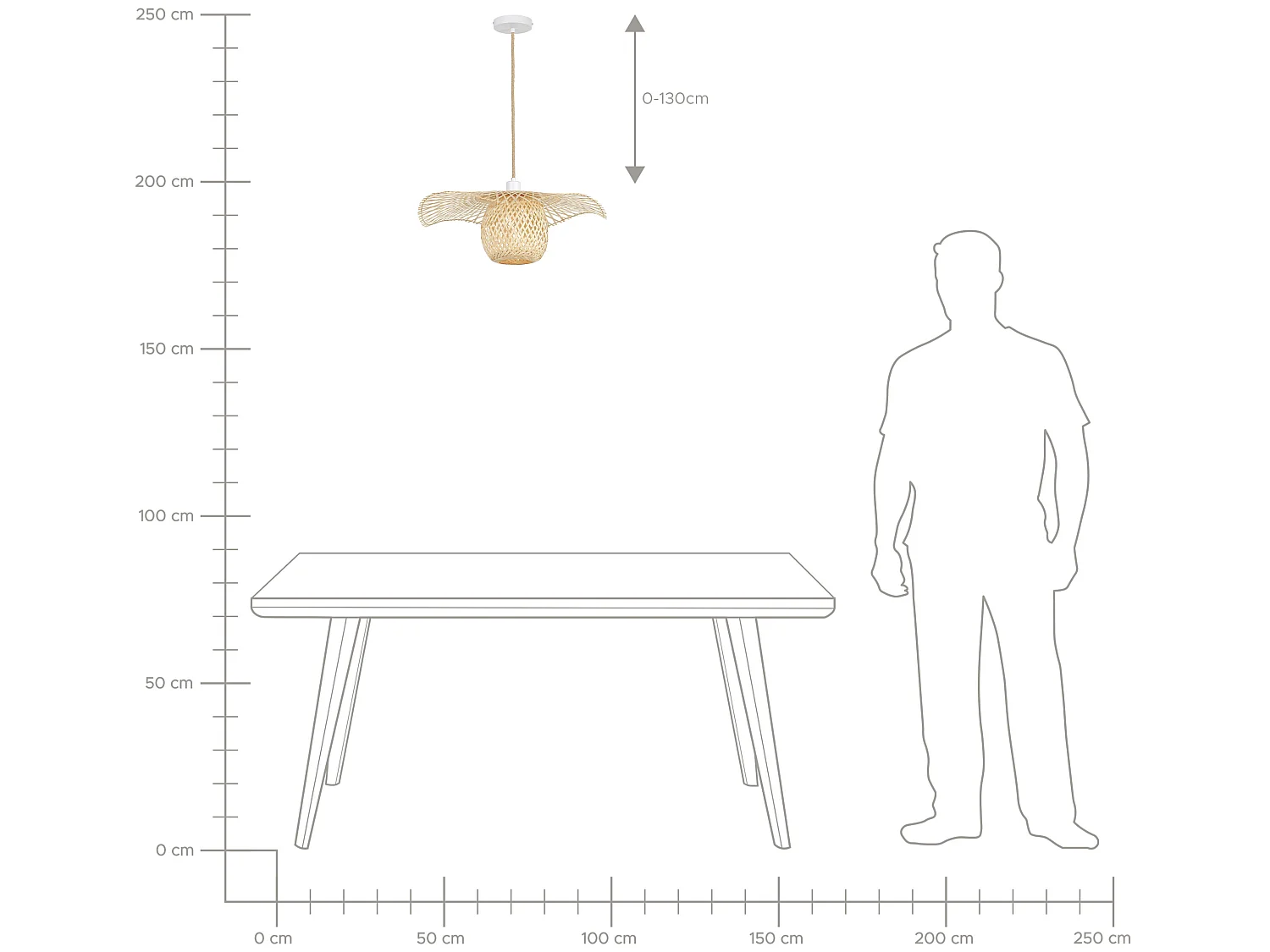 Lampa wisząca BONITO Drewno bambusowe Jasnobrązowy