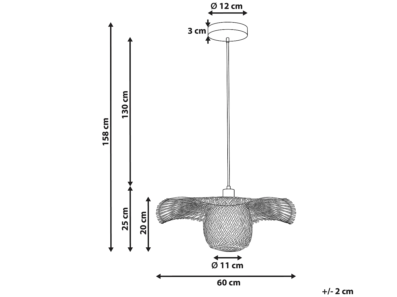 Lampa wisząca BONITO Drewno bambusowe Jasnobrązowy