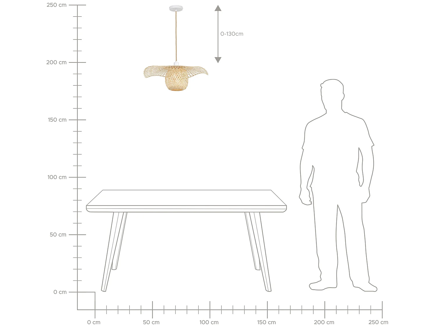 Lampadario BONITO Legno di bambù Marrone chiaro