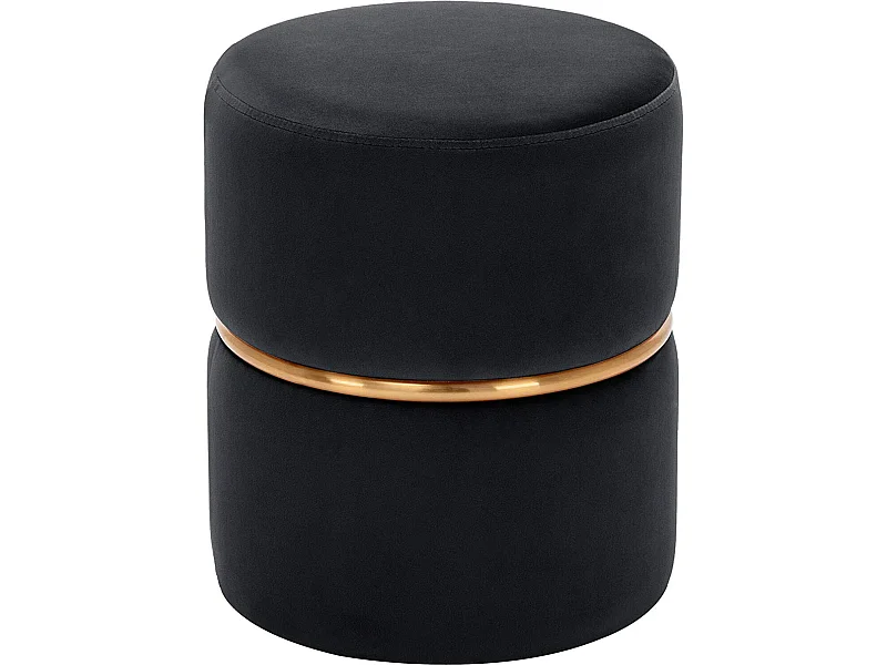 Tabouret rembourré rond pouf métal argentée 35 x 35 x 42 cm TABO09067