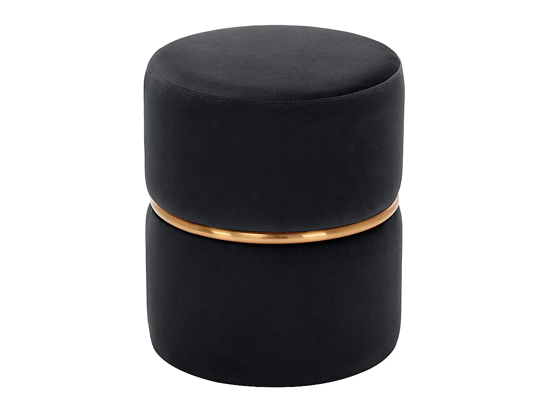 Tabouret rembourré rond pouf métal argentée 35 x 35 x 42 cm TABO09067