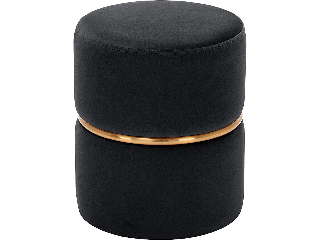 Tabouret rembourré rond pouf métal argentée 35 x 35 x 42 cm TABO09067