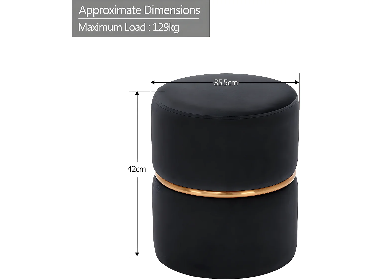 Tabouret rembourré rond pouf métal argentée 35 x 35 x 42 cm TABO09067