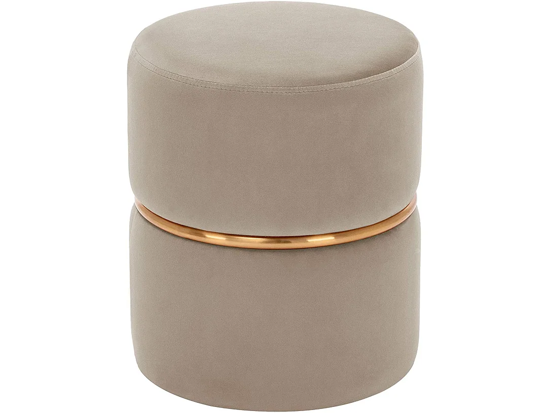 Tabouret rembourré rond pouf métal beige 35 x 35 x 42 cm TABO09063