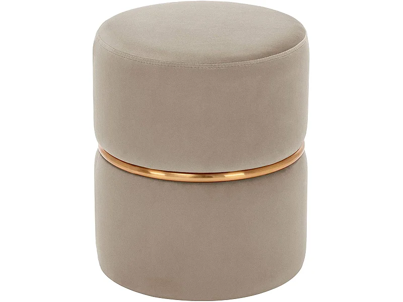 Tabouret rembourré rond pouf métal beige 35 x 35 x 42 cm TABO09063